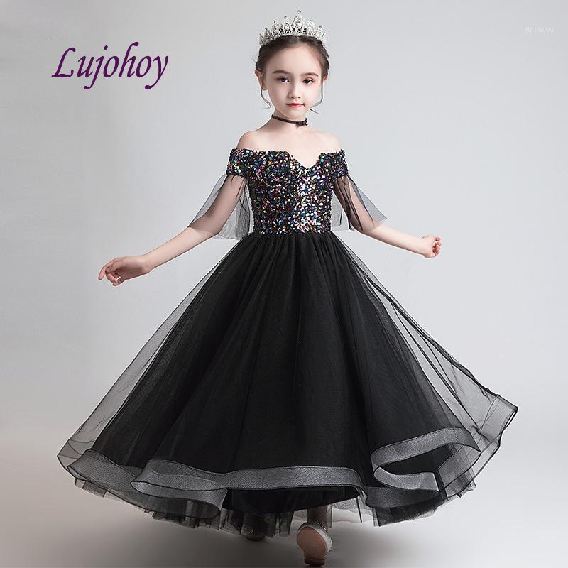 

Black Flower Girl Dresses for Weddings Party Prom Flowergirl Kids Pageant Dresses for Girls First Communion1, Floor length