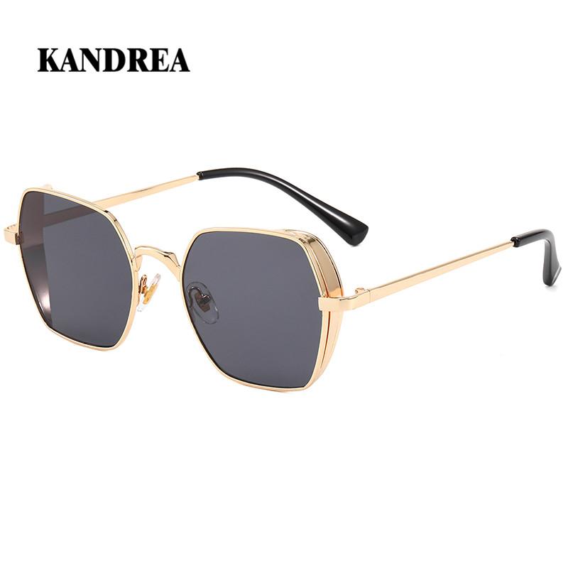 

Sunglasses KANDREA 2021 UV400 Square Female Men Women Metal Frame Mirror Flat Lens Driving Fashion Unisex Oversized Eyewear