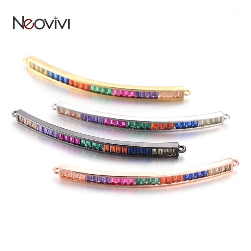 

Neovivi Curve Long Strip Charms Micro Pave CZ Multicolor Zircon Bead Copper Charm for Jewelry Making Women Bracelet Necklace DIY1