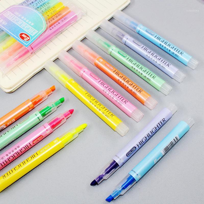 

6Pcs Creative High Capacity 6Colors Highlighter Hand Account Marker Pen Drawing Pen Marcador Child Gift Office&School Supplies1
