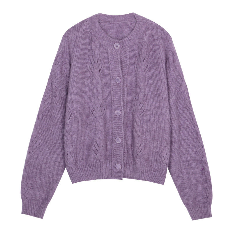 

Around 2021 New Neck Cardigan Mesh Female Winter Wool Sweater Kpop Style 7s1n GYGV, Gray.