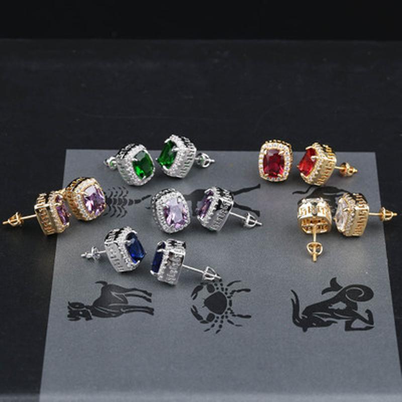 

Stud Fashionable Punk Hip-hop Style, Exaggerated Personality, Geometric Earrings For Men And Women, Color Zircon Metal