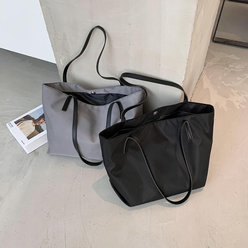 

Youth Ladies Simple Versatile Shoulder Bag Women Large Capacity Top-handle Bag Nylon Ladies Casual Shopping Totes Handbags 2021, Army green