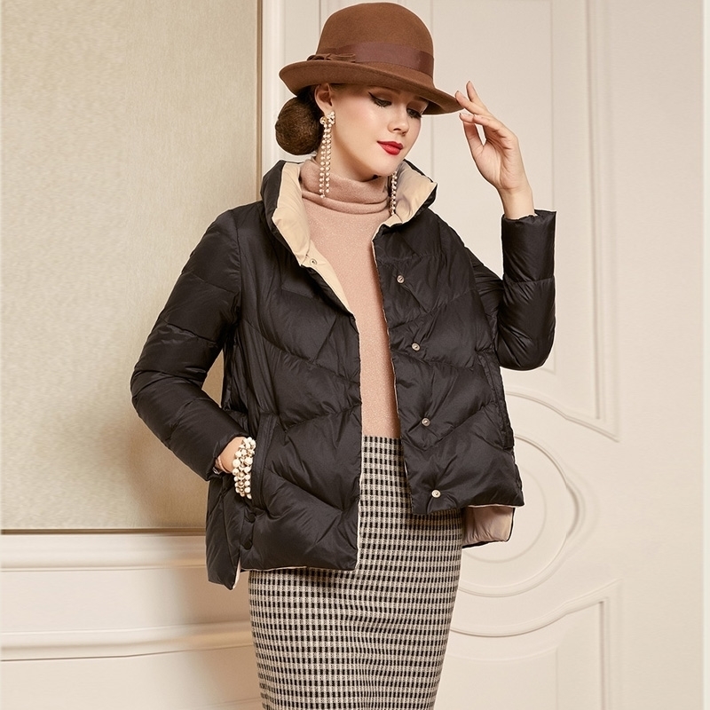 

2021 New White Short Winter of Women Down Parka Hot Female Jacket Puffer Snow Outwear TKUS, Yellow.