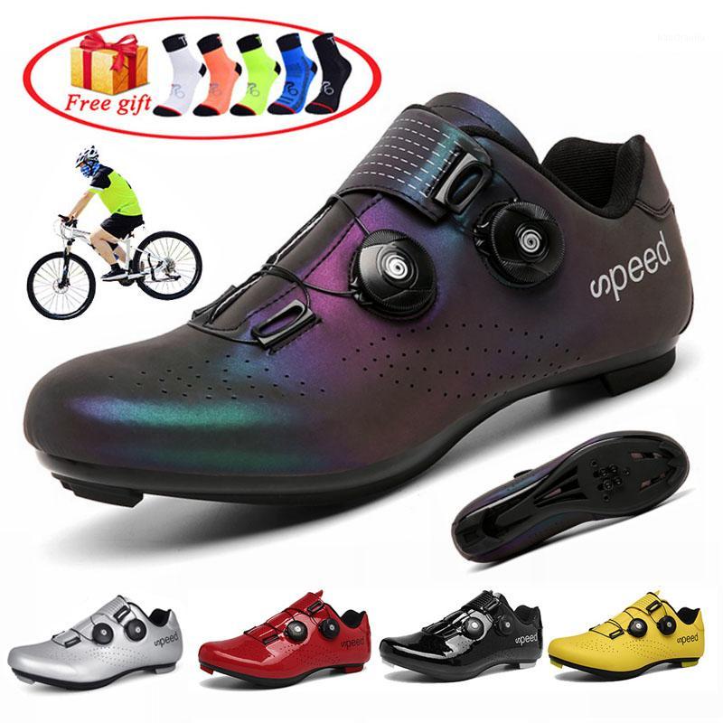 

Luminous Road Cycling Shoes Mens MTB Shoes Self-locking Riding Bike Ultralight Bicycle Shoe Women Sports Cycling Sneakers1, Black-red
