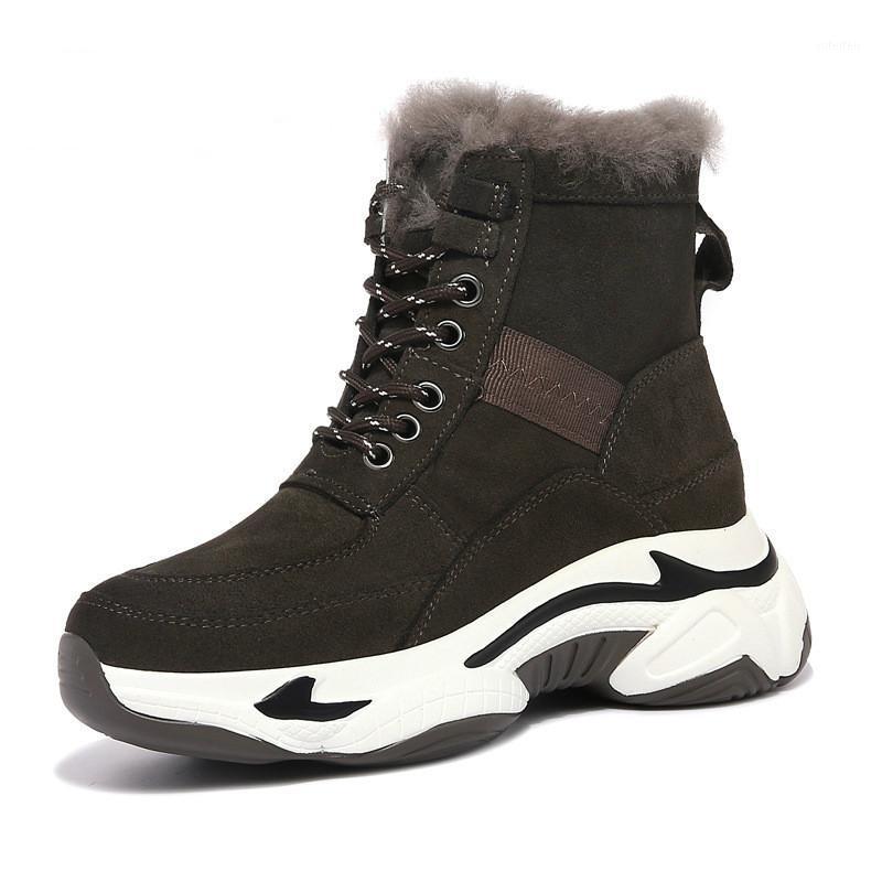 

Swyivy Suede Leather Ankle Boots Winter Shoes Women Fur Sneakers High Top 2020 New Wedges Snow Boots Female Warm Winter Sneakers1, Black