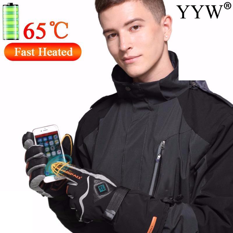 

Thicken 65 Centigrade Fast Heated Anti-Slip Recharge Waterproof Warm Li Battery Winter Glove Women Men Snowmobile Ski Motorcycle, Us plug
