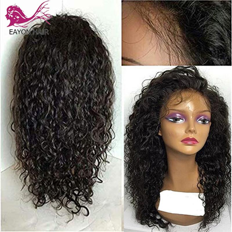 

EAYON Lace Front Human Hair Wigs Remy Hair Brazilian Curly Wigs For Black Women With Baby Pre Plucked 13x4 Lace Wig, Natural color