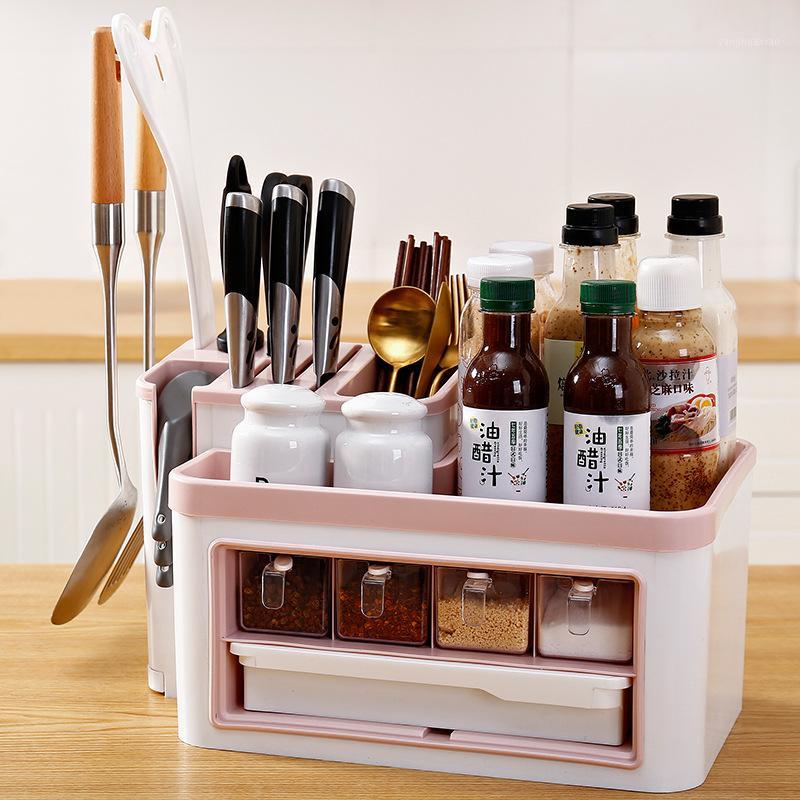 

Shelf Seasoning Kitchen Seasoning Rack Knife Holder Chopstick Cage Multi-Function Box Salt Tank Storage Box Japanese Vinegar1