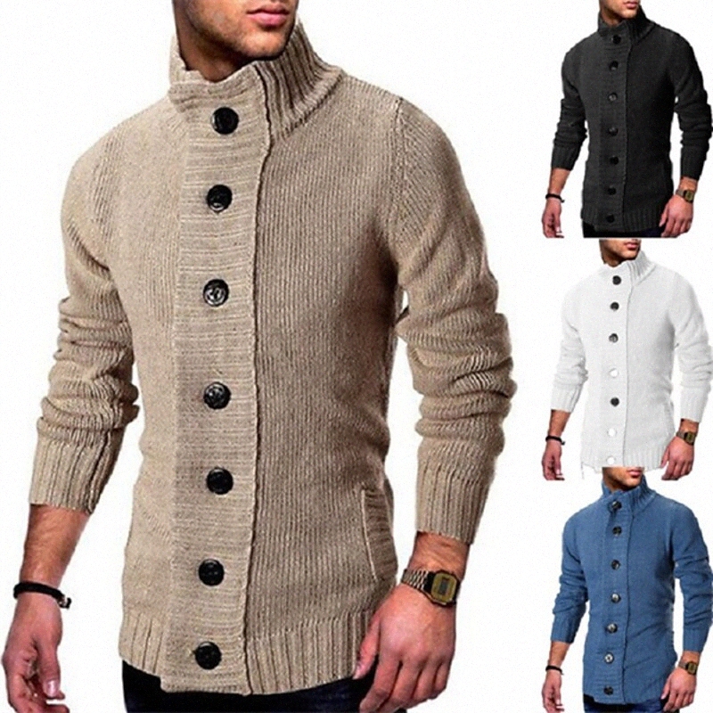 Bouton tricoté de cardigan de cardigan pour hommes Coloration solide Couleur solide Style Vintage Style Basic manches longues Cardigans Cardigans