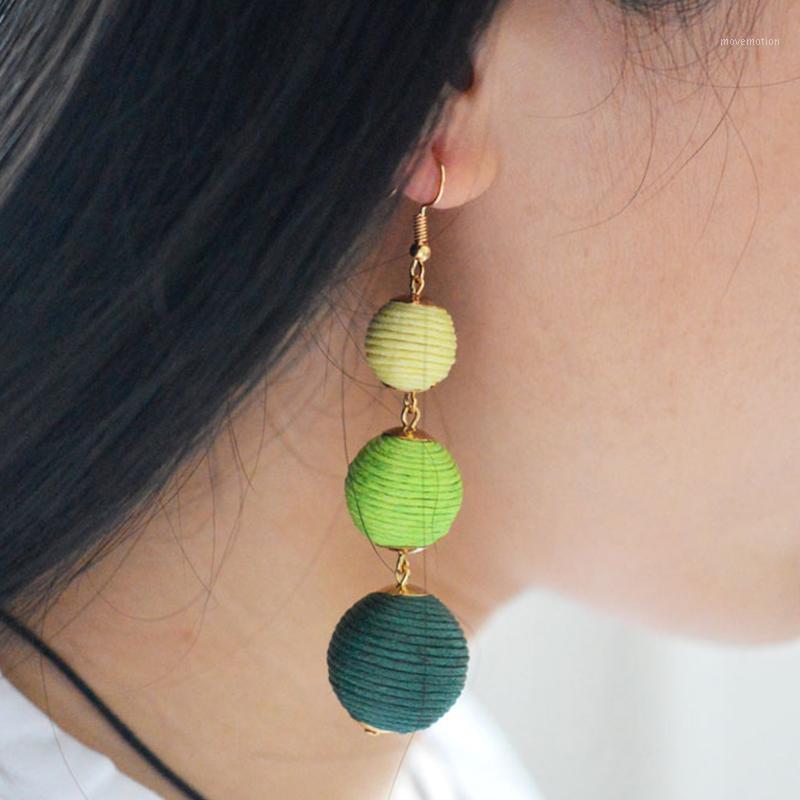 

Bohemia Thread Ball Long Colorful Earrings for Women oorbellen Brincos Woolen Ball Ear Pendientes mujer Earrings Jewelry Party1