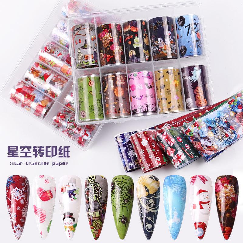 

New Nail Art Halloween Nail Art Star Sticker Set Sticker Transfer Paper Christmas, Ca03