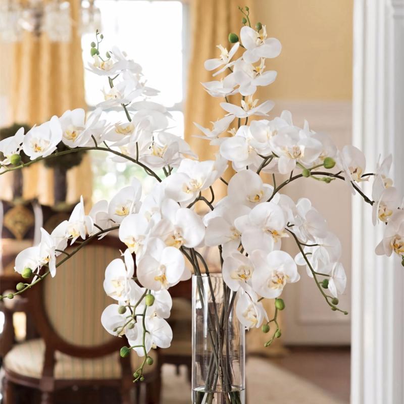 

1PC Artificial Flowers Real Touch Artificial Moth Orchid Butterfly Orchid for new House Home Wedding Festival Decoration, Purple orchid