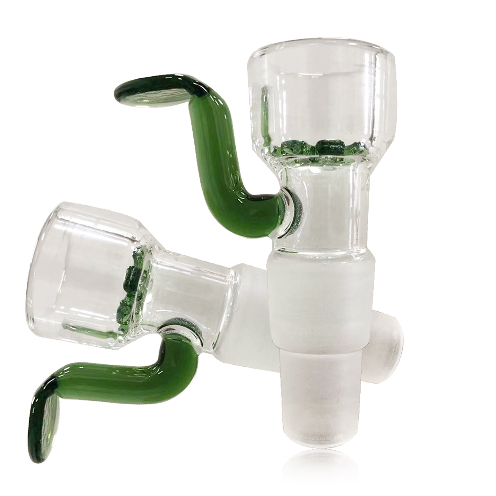 

14mm 18mm Glass Bowl Dual purpose with Handle Hookahs Green Blue Color