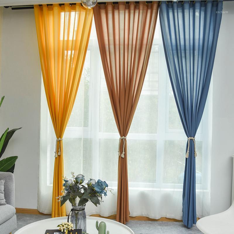 

Curtain Tulle Curtains Drapes Curtains On Window Voile Curtain Screening yarn translucent partition1, Yellow