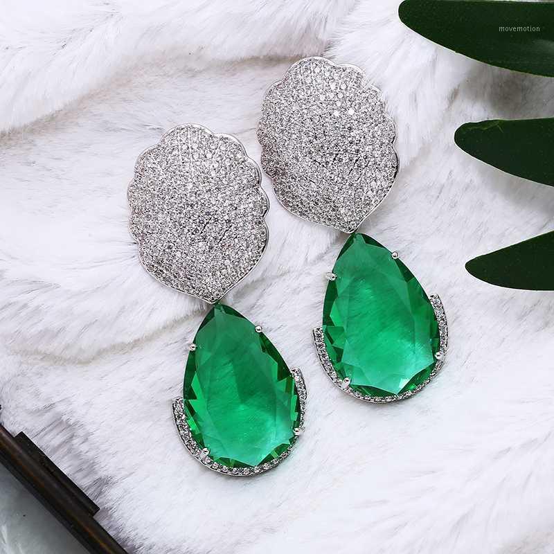 

XIUMEIYIZU Large Water Drop Stone Earrings Luxury Leaves Design Paved Cubic Zirconia Gold Plating Women Dubai Banquet Jewelry1