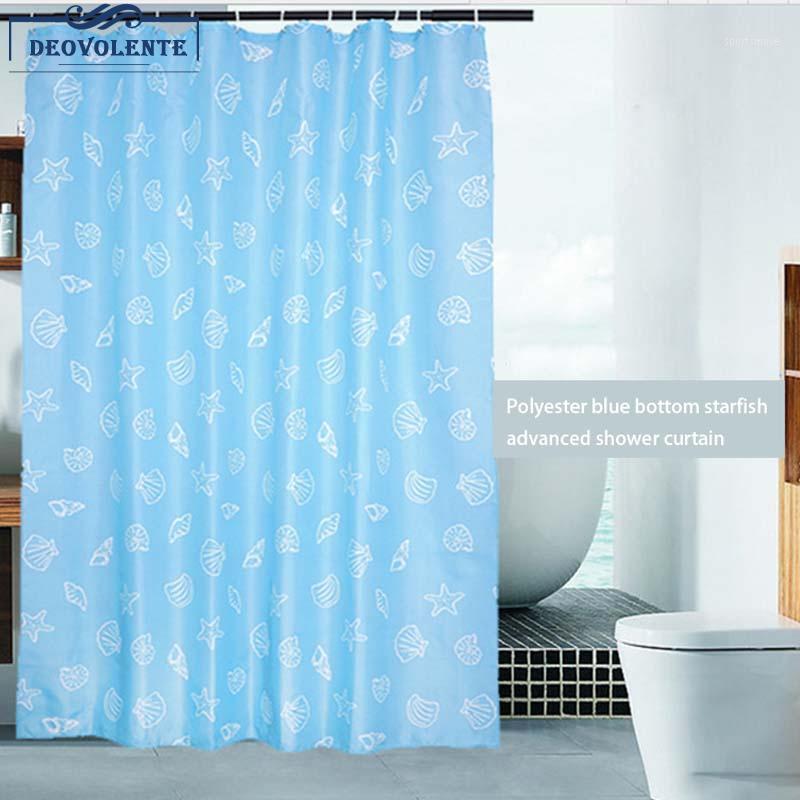 

Thick Waterproof Mildew Proof Blue Sea Star Polyester Shower Curtain Gift Hook Blue Bathroom Curtain Luxury Bath1