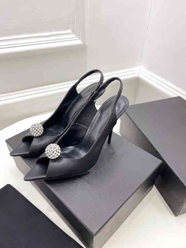 

Sandals lacquer heel ss women's sandals Crystal ball decoration Patent leather upper 10 cm heels Size 35-43 CIPL, 1# shoe box