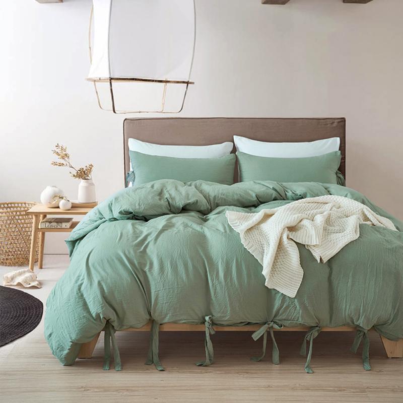 

Yimeis Bed Sheets And Pillowcases Modern Queen Bedding Set Solid Color Bed Linens Bedding BE47104, Lightgrey