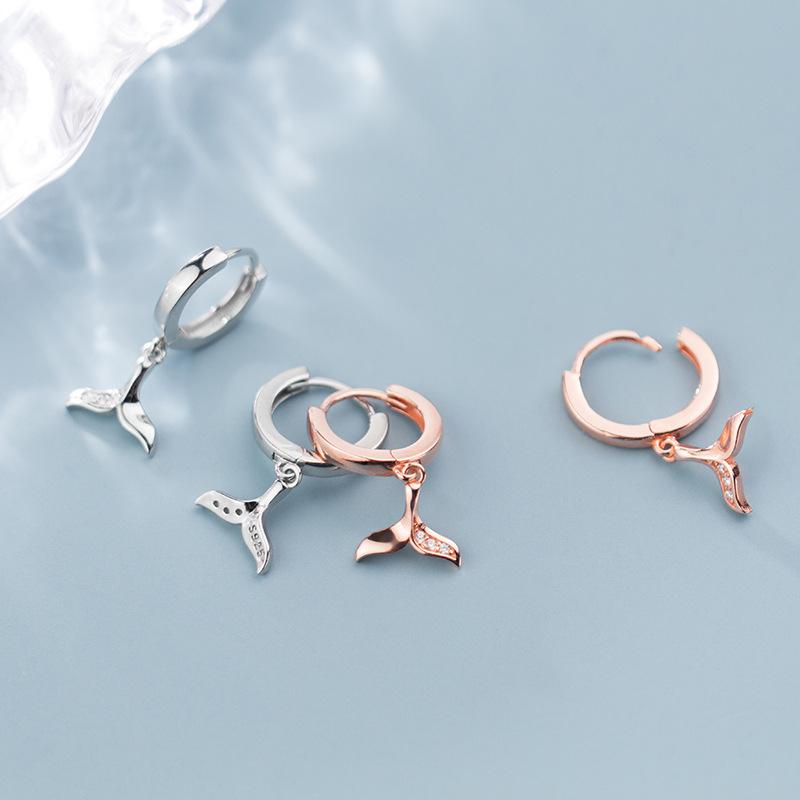 

Delicate Mermaid Tail Zircon Hoop Earrings Temperament Rose Gold Color Earring Jewelry For Women Gifts S-E1107