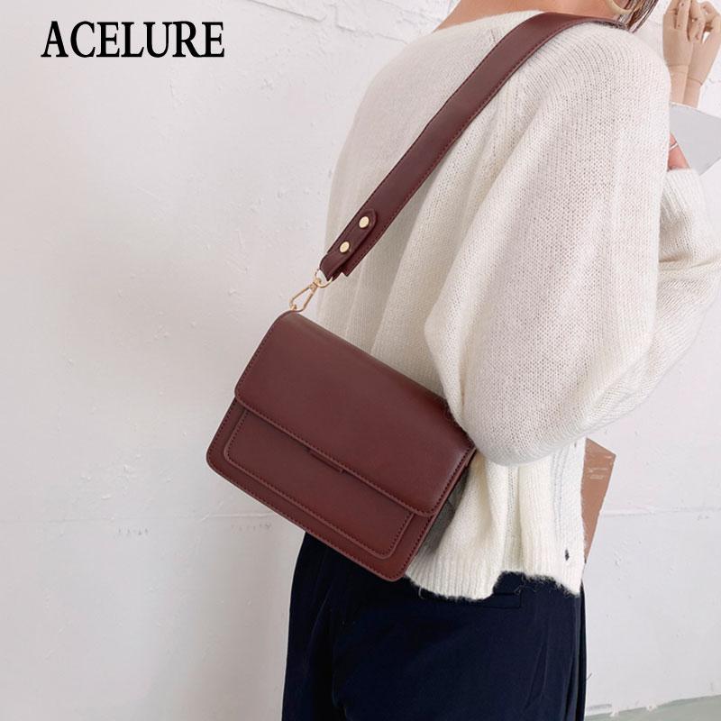 

ACELURE Solid Color Fashion Small Shoulder Bags for Women PU Leather Crossbody Bags Female Party Shopping Handbags Purse Flap, Black