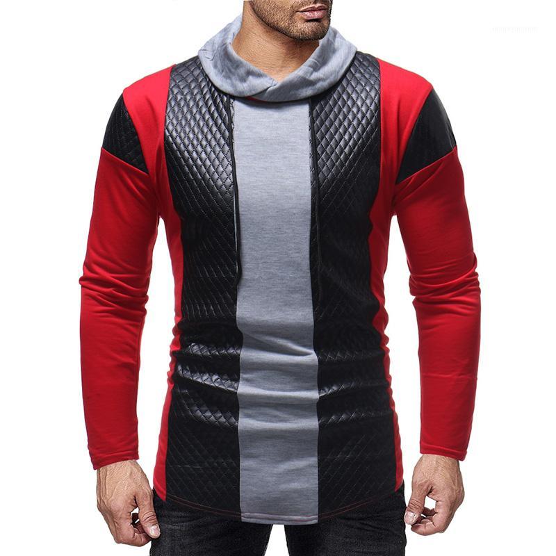 

Men's Tops Fashion Stand Collar Shirt Pullover Casual Long Sleeve Patchwork Plus Size Tops For Male1, Black