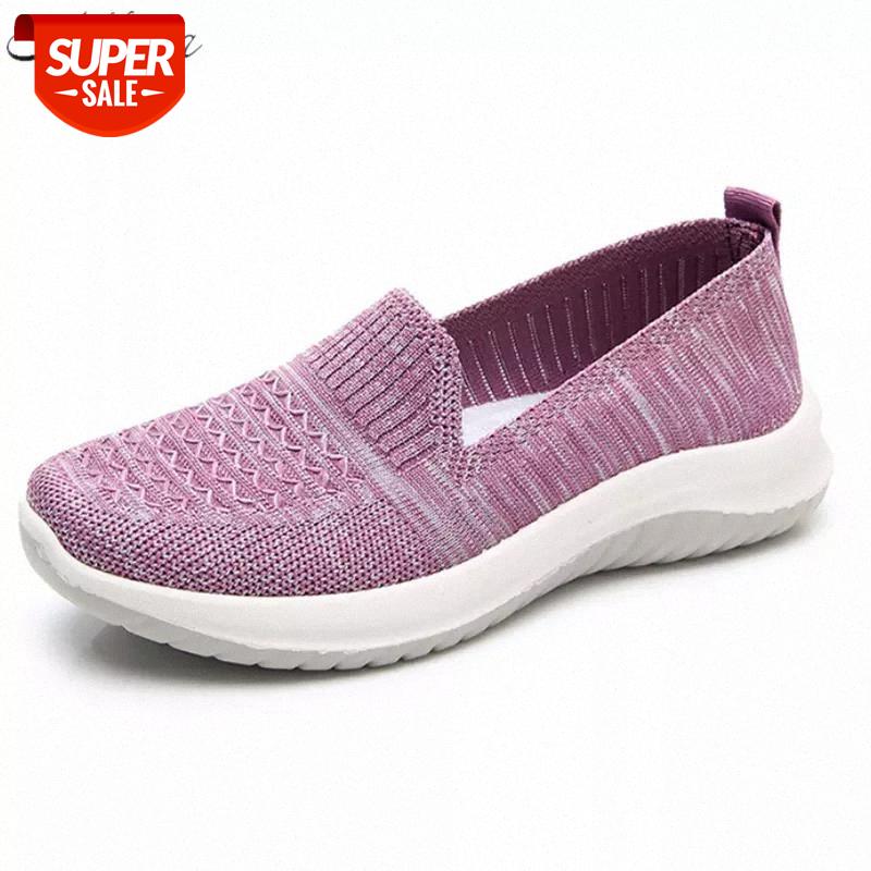 

2020 Sneaker Women Spring Slip on Soft Bottom Flats Shoes Women's Flying Woven Breathable Women Casual Shoes Zapatillas Mujer #zw6U, Gray