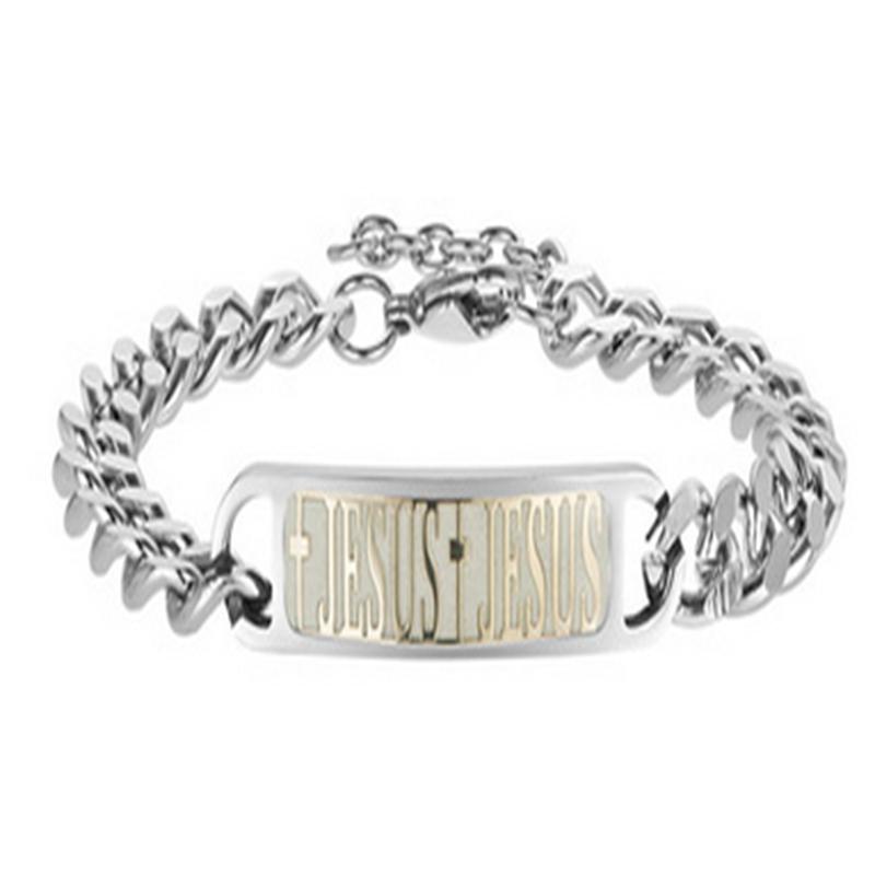 

Trendy Bracelets 2020 Men Cross Dragon JESUS Shantou Titanium Germanium Stainless Steel Jewelry Love Live Laugh Bracelet