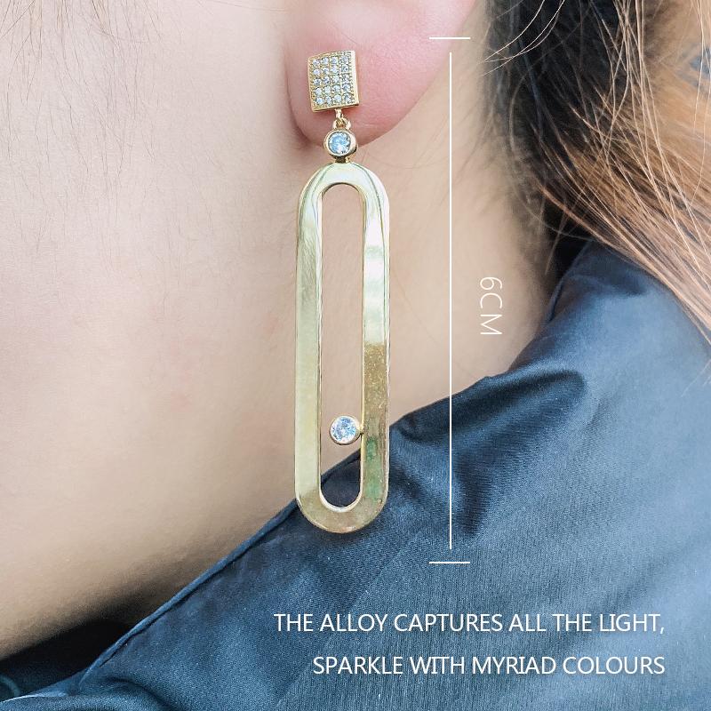 

New Style Earrings Oval Pendant Korean Women's Earrings Geometric Rhinestone Korean Fashion Jewelry 2021 New