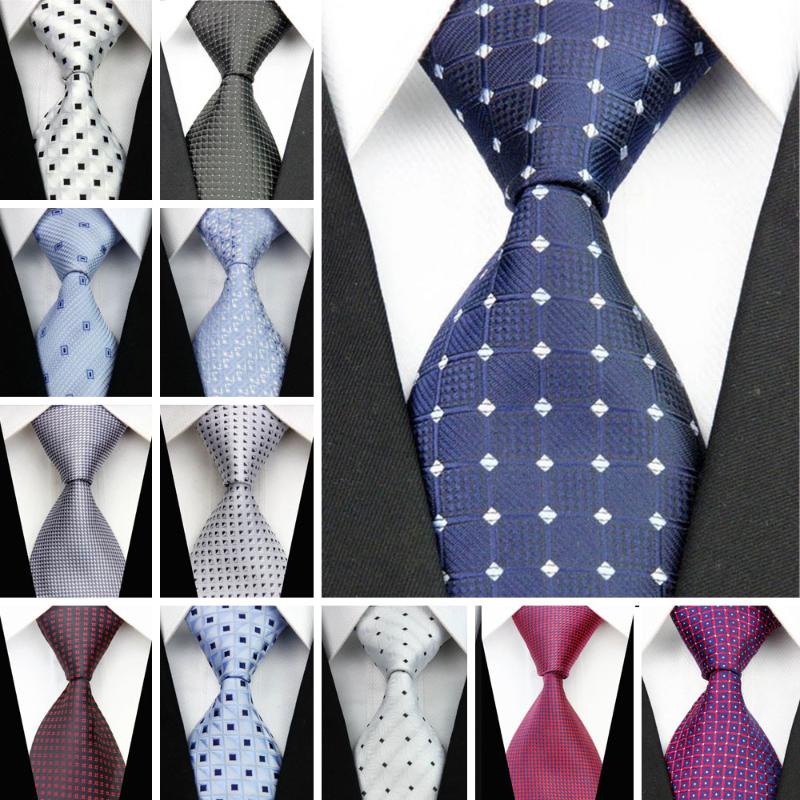 

Fashion Mens Accessories Check Pattern Business Silk Tie Geometric Jacquard Woven Necktie for Men 3"/7.5cm
