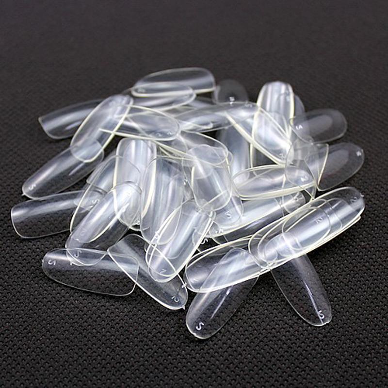 

1 Pack 500 Pieces Press On Nails Full Cover Oval False Nail Tips Acrylic Fake Nails Artificial 10 Sizes clear nail tips, Color 17