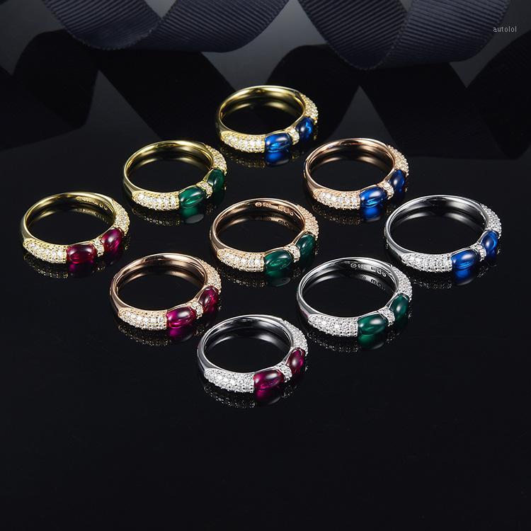 

Fashion design candy ring with green pink blue gems for women bridal cubic zirconia 925 silver rings December Monaco jewelry1
