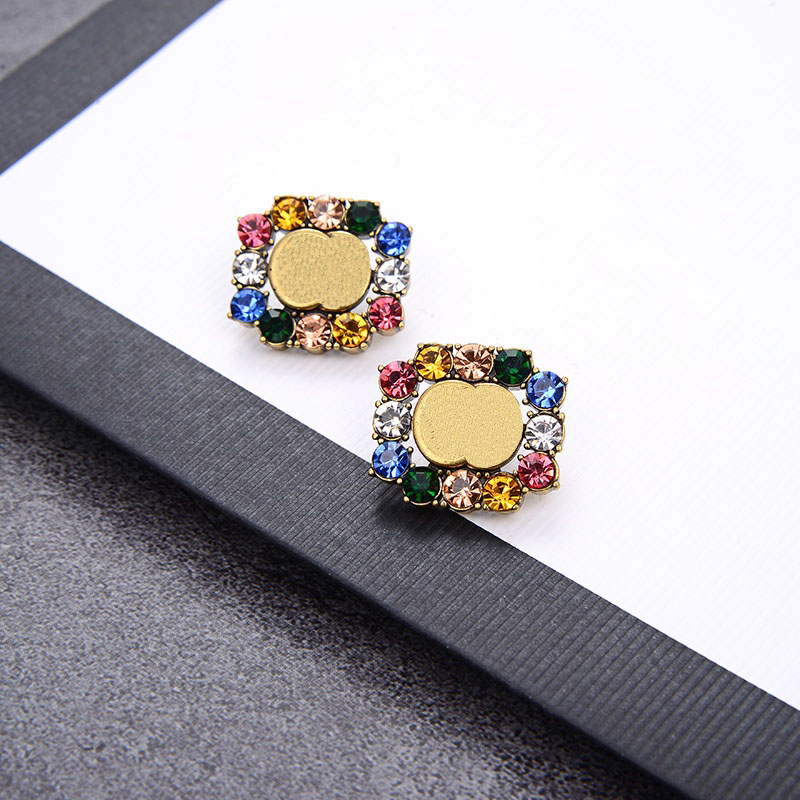 

Rhinestone Stud Crystal Design High Quality Earrings Gold Ear Studs Alloy Earrings for Women Fashion Stud Wholesale Woman