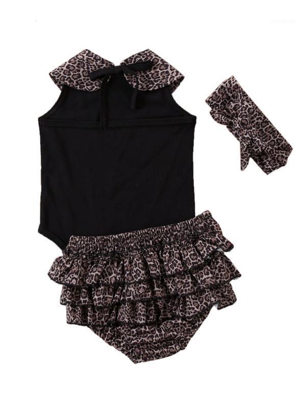 

Girl Summer Newborn Kid Baby Leopard Printed Clothes Romper Top PP Shorts Outfit Cute Leopard Tutu Skirt 3Pcs Clothes Set 0-24M1, Black