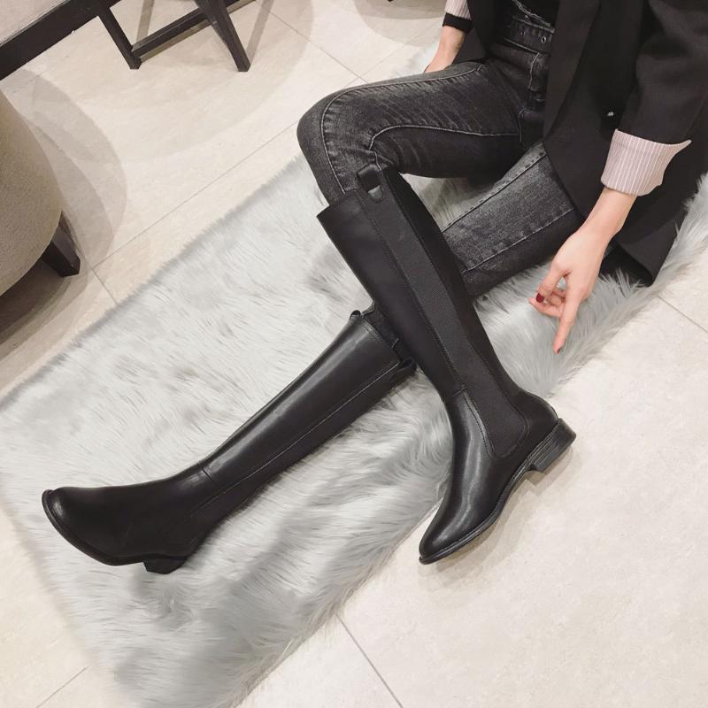 

Knee High Boots for Women Low-heeled Zipper Knight Boots Shoes Round Toe Casual Shoes Woman Apply To Winter Spring Size 35-40, Black