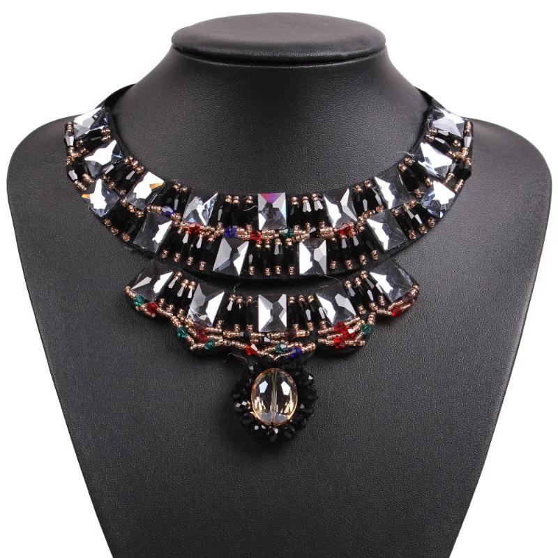 

2020 New Model Design Fashion Chunky Statement Pendant Choker Collar Necklaces Women Black Rope Popular Party Jewelry