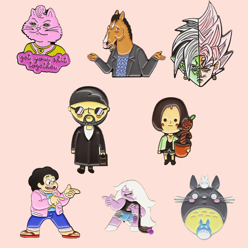 

Pins, Brooches ZF3 Cartoon Icons Style Metal Enamel Badge Buttons Brooch Anime Lovers Denim Shirt Coat Lapel Pins