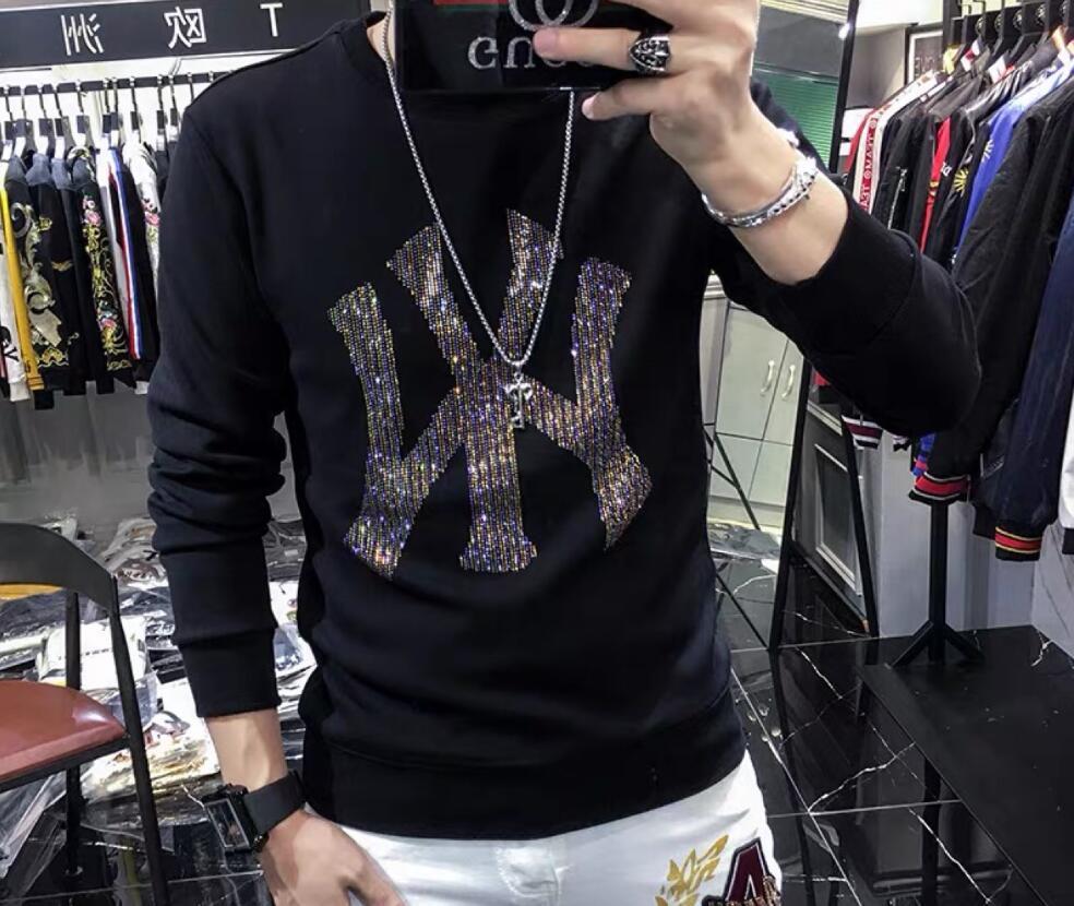 

New Autumn and Hot Sale Diamond Thick Sweater 2021 Winter Men's Long-sleeved Bottoming Sweatshirts 4yti, As picture shown