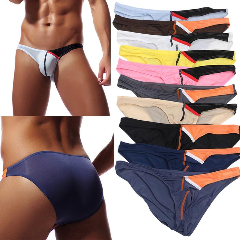 

5PCS Sexy Men Briefs Ultra Thin Ice Silk Underwear Cueca Jockstrap Gay Panties Slip Homme Bikini Tanga Silk Underpants Plus Size, 5pcs 1