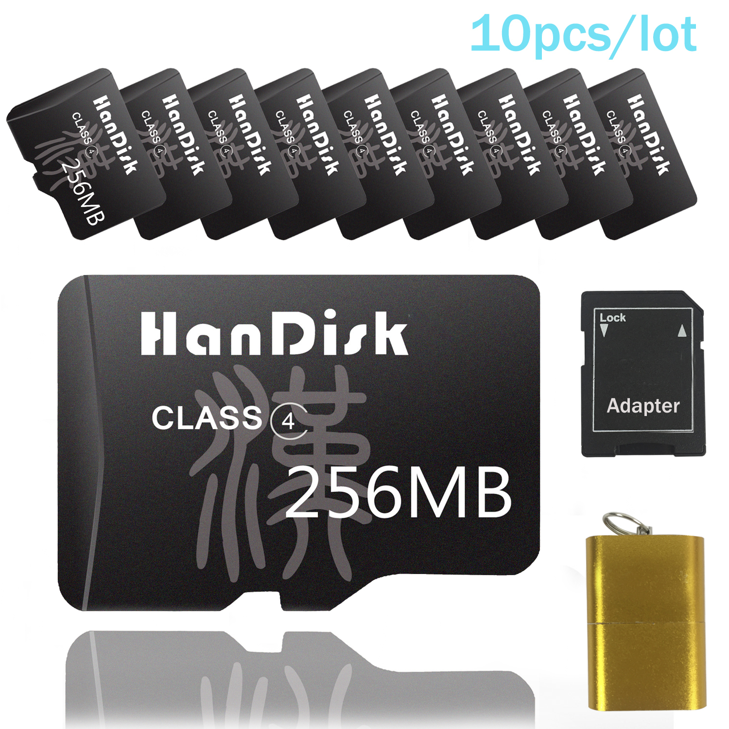 

10pcs HanDisk Mini Sd card 256MB Micro SD TF Card Full Capacity 3 year warranty for Small File with Adpater