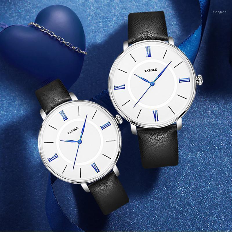 

Wristwatches Couple Watches Pair Men And Women 2021 Waterproof Leather Quartz Wrist For Fashion Gift Clock1, Male white