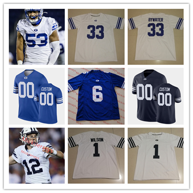 

Custom Brigham Young Cougars Football Jersey Zach Wilson Brady Christensen Jackson Kaufusi Zayne Anderson Sione Finau Alden Tofa BYU Jersey, Black