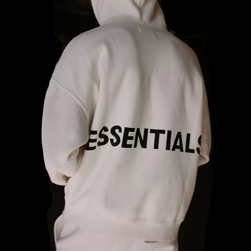 cream moletom com capuz essentials