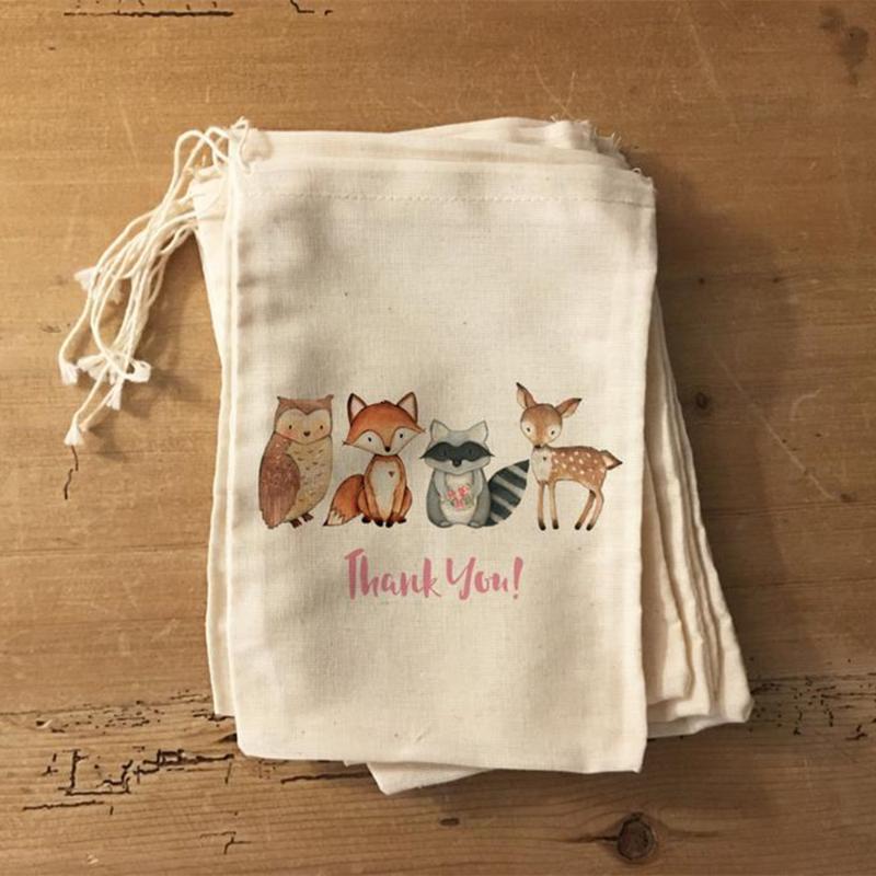 

15pcs Custom Animals Birthday Favor Bags Candy Bags Gift Forest Baby Shower Favor Woodland Animals Party Deco
