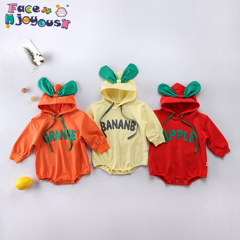 

2021 New Autumn and Winter Baby Girls Banana Sweaters with Hooded Newborn Bodysuit Fruit Infant Toddle Cute Costume Dg4y, Thin1