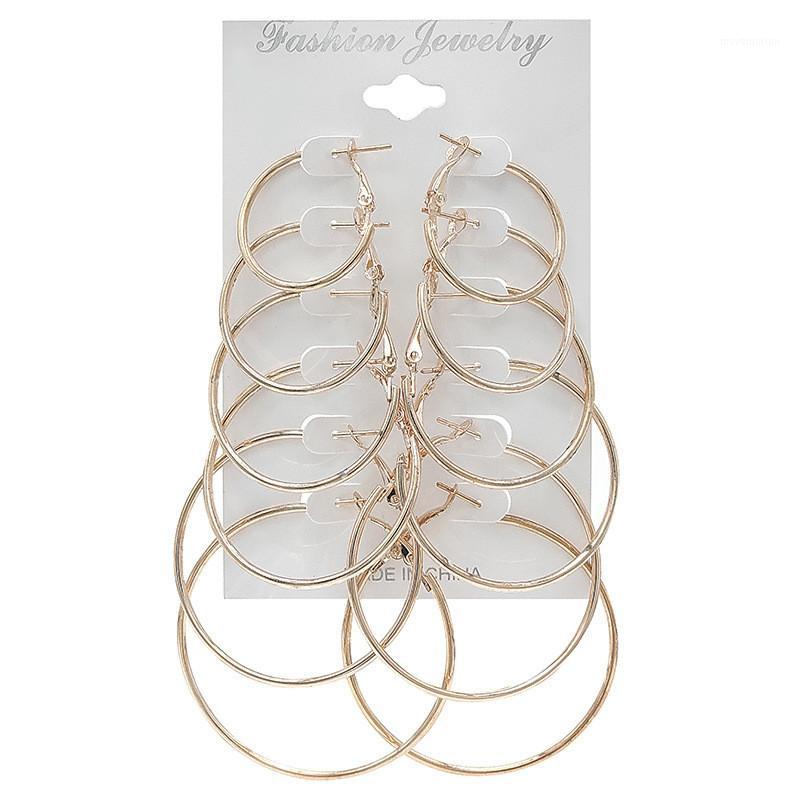 

New fashion jewelry fashion earrings size circle earrings cross border simple versatile 6 piece set of female set1