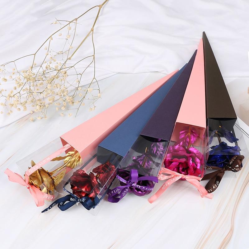 

1Pc 24k Gold Foil Rose Flower Long Stem Golden Dipped Flower Valentine's Day Gift Handcrafted Handmade Rose1, Blue