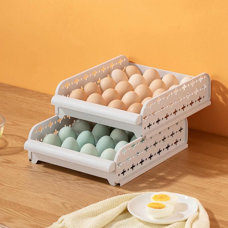 

2 Pcs Single-Layer 20 Lattice Egg Storage Box Egg Holder for Refrigerator Kitchen Storage Container Organizer
