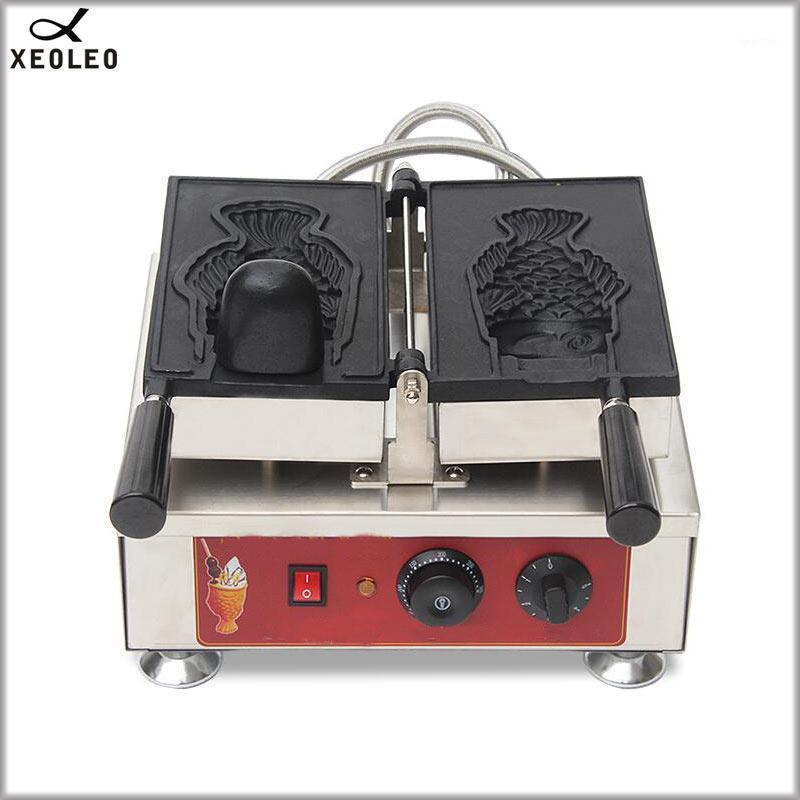 

XEOLEO Taiyaki machine Ice Cream taiyaki maker Fish waffle maker 2000W Korea single fish open mouth electric cone 220/110V1