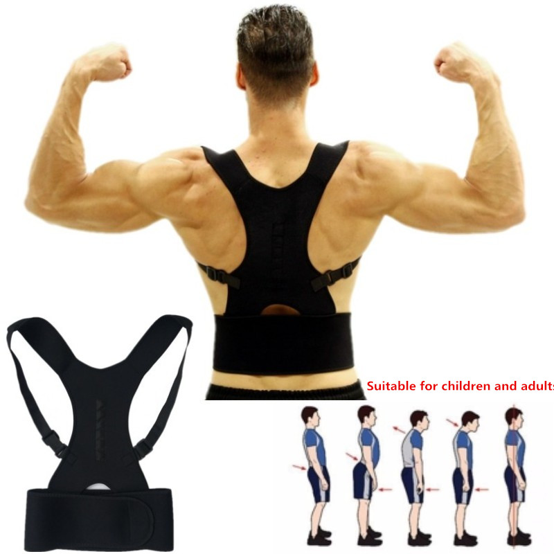 

Adjustable Posture Corrector Back Support Belt Shoulder Bandage Corset Back Orthopedic Brace Scoliosis Posture Corrector, Black